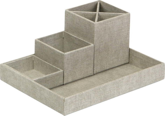 4dílný béžový stolní organizér Bigso Box of Sweden Lena
