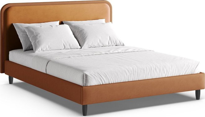 Oranžová čalouněná dvoulůžková postel s roštem 200x200 cm Aveline – Micadoni