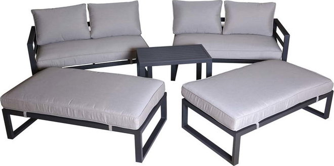 Černo-béžový kovový zahradní lounge set pro 8 Portland – Rojaplast
