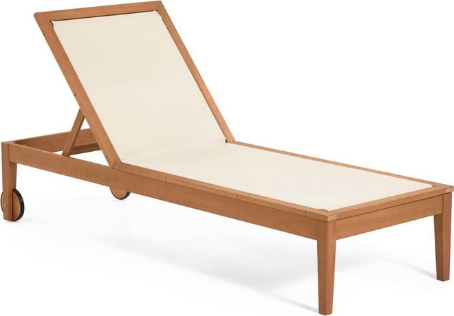Béžové dřevěné polohovací zahradní lehátko Caterin – Kave Home