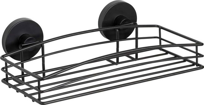 Černá nástěnná police do koupelny Wenko Vacuum-Loc® Pavia, šířka 26 cm