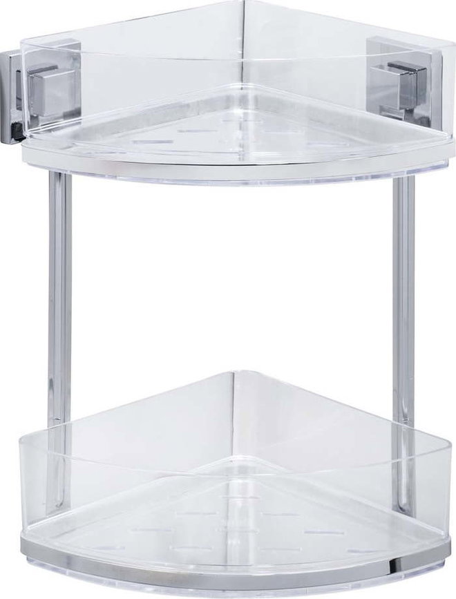 Samodržící dvoupatrová rohová polička Wenko Vacuum-Loc, 19,5 x 28 cm