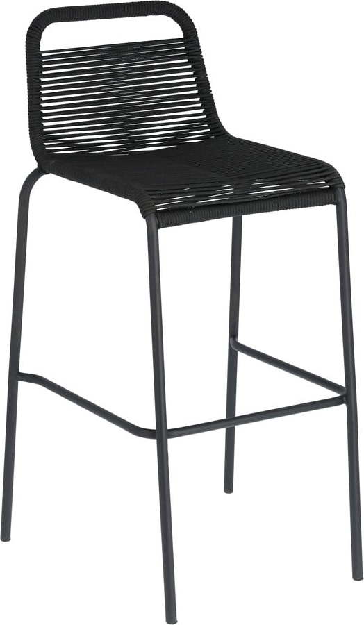 Černá barová židle s ocelovou konstrukcí Kave Home Glenville, výška 74 cm