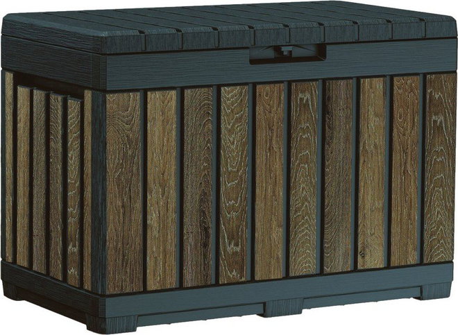 Tmavě hnědý plastový zahradní úložný box Deco – Keter