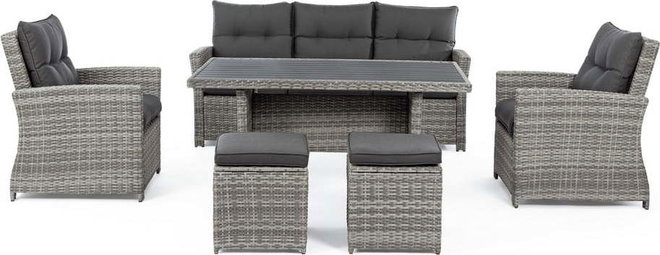 Šedý zahradní lounge set z umělého ratanu pro 6 Ariel – Bizzotto