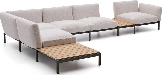 Béžová čalouněná zahradní pohovka (levý roh) Sorells – Kave Home