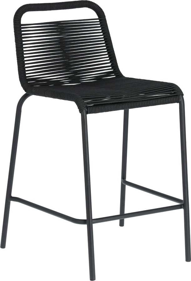 Černá barová židle s ocelovou konstrukcí Kave Home Glenville, výška 62 cm