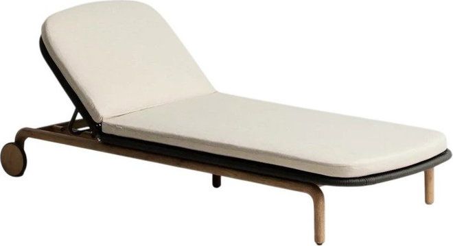 Tmavě šedé dřevěné polohovací zahradní lehátko Alipa – Kave Home