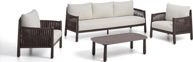 Hnědý/béžový zahradní lounge set z masivu akácie pro 5 osob Aleria – Kave Home