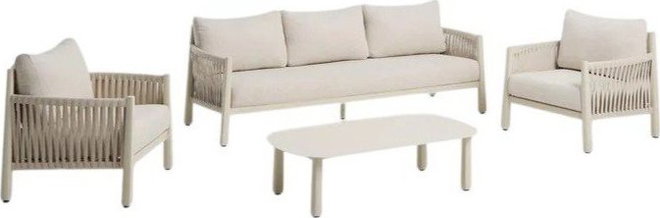Béžový/krémový zahradní lounge set z masivu akácie pro 5 osob Aleria – Kave Home