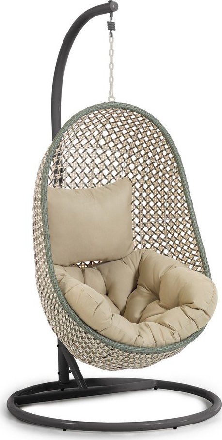 Zelené/v přírodní barvě polstrované závěsné zahradní křeslo Cira – Kave Home