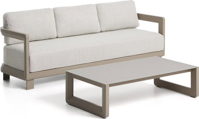 Béžový/taupe hliníkový zahradní lounge set pro 3 osoby Nerano – Kave Home