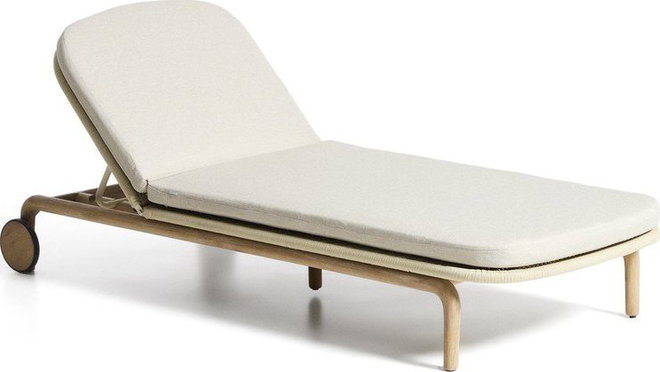 Béžové dřevěné polohovací zahradní lehátko Alipa – Kave Home