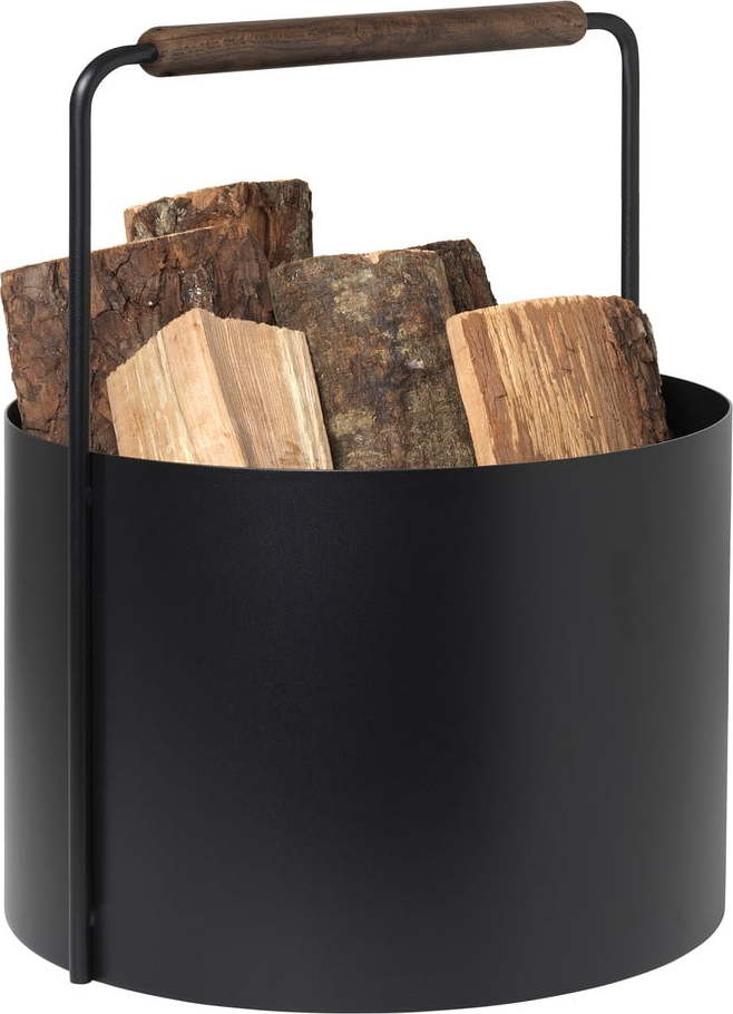 Černý kovový koš na palivové dřevo Blomus Fireplace