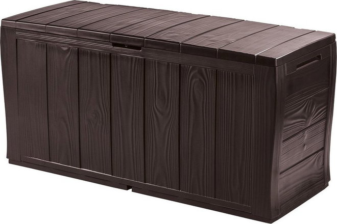 Tmavě hnědý plastový zahradní úložný box Sherwood – Keter