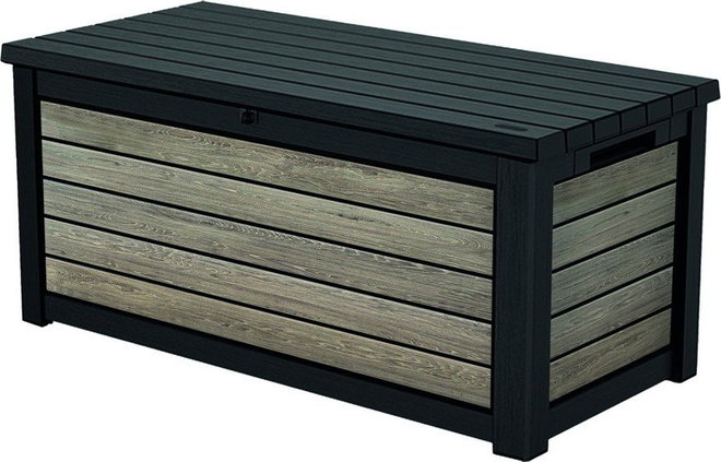 Černý/ve světle přírodní barvě plastový zahradní úložný box Deco Ashwood – Keter