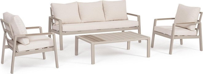 Béžový hliníkový zahradní lounge set pro 5 Elna – Bizzotto