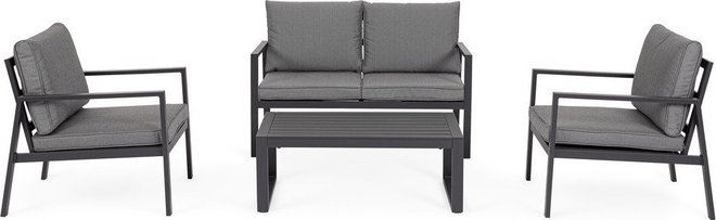 Antracitový hliníkový zahradní lounge set pro 4 Hilde – Bizzotto