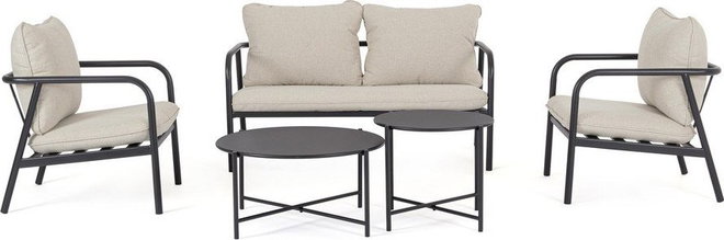 Béžový ocelový zahradní lounge set pro 4 Ostuni – Bizzotto