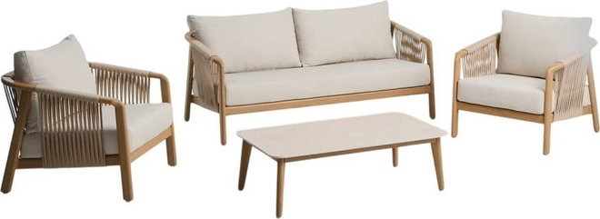 Béžový hliníkový zahradní lounge set pro 4 osoby Sirte – Kave Home