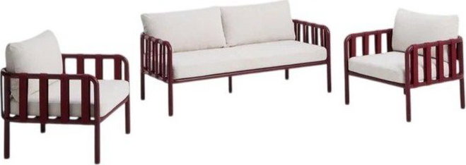 Červený/béžový hliníkový zahradní lounge set pro 4 osoby Omala – Kave Home