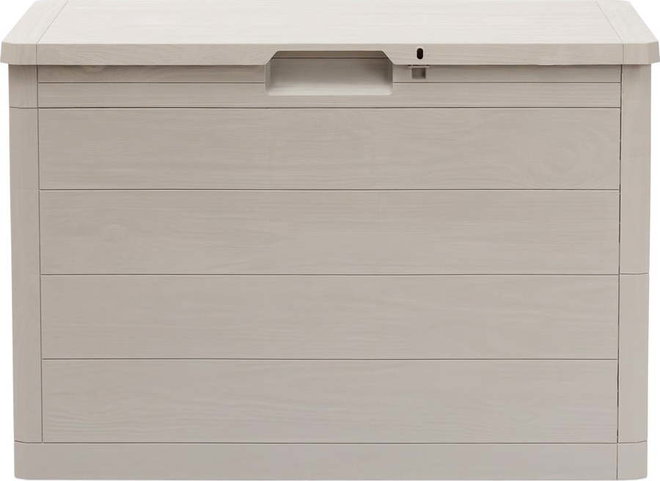 Světle šedý plastový zahradní úložný box Woodys – Toomax