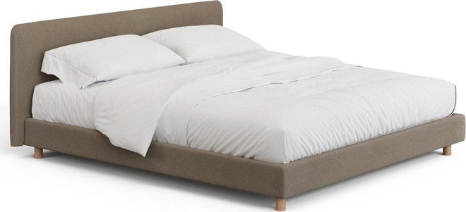 Hnědá čalouněná dvoulůžková postel bez roštu 180x200 cm Valma – Kave Home