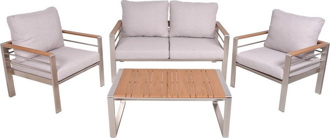 Šedý kovový zahradní lounge set pro 4 Florence – Garden Pleasure