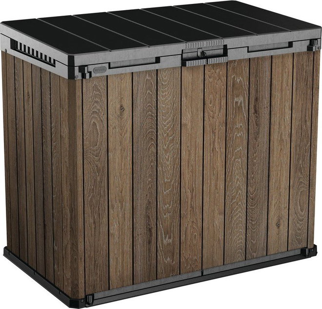 Tmavě hnědý plastový zahradní úložný box Deco – Keter