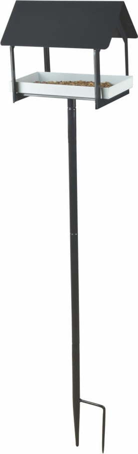 Antracitová kovová ptačí budka se zápichem Esschert Design, výška 126 cm
