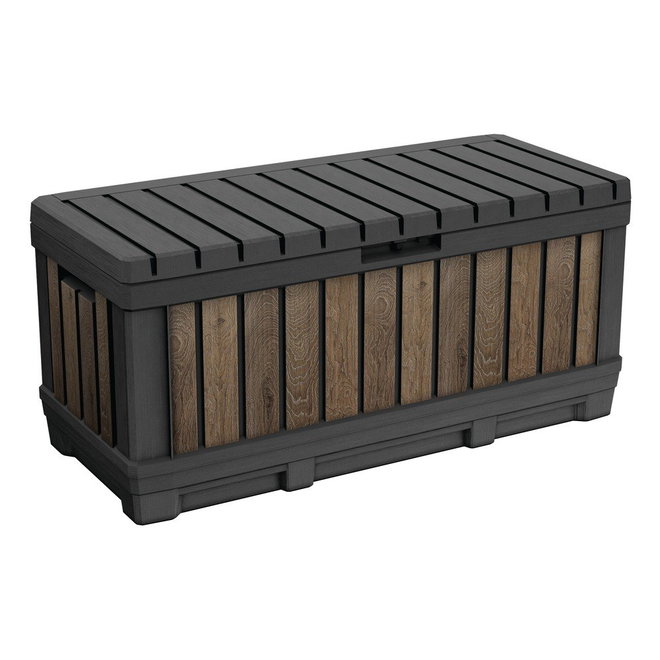 Černý/v přírodní barvě plastový zahradní úložný box Deco Kentwood Walnut – Keter
