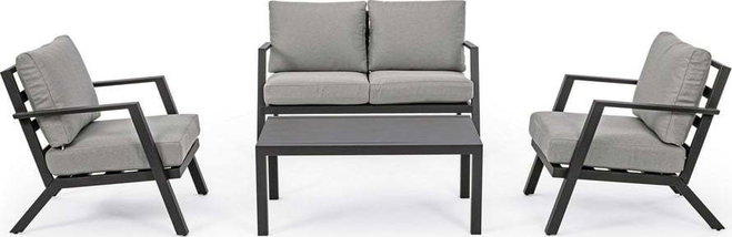 Šedý hliníkový zahradní lounge set pro 4 Harley – Bizzotto
