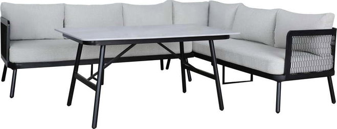 Šedý hliníkový zahradní lounge set pro 5 Edinburgh – Rojaplast