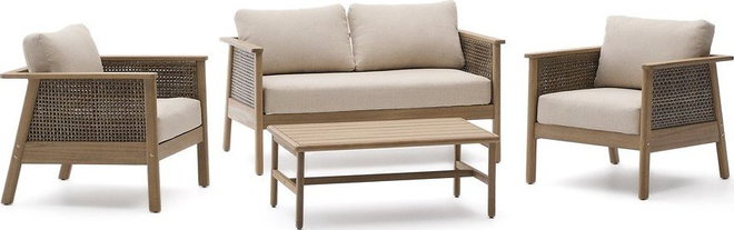 Béžový/v přírodní barvě zahradní lounge set z masivu akácie pro 5 osob Alabe – Kave Home
