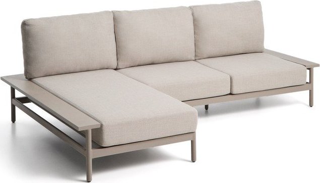 Béžová/taupe čalouněná zahradní pohovka (levý roh/s lenoškou) Vathi – Kave Home