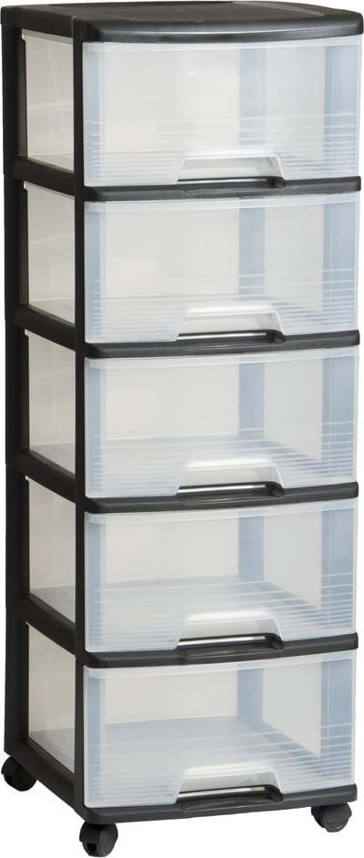 Černo-průhledný plastový pojízdný regál 37x100 cm – Curver
