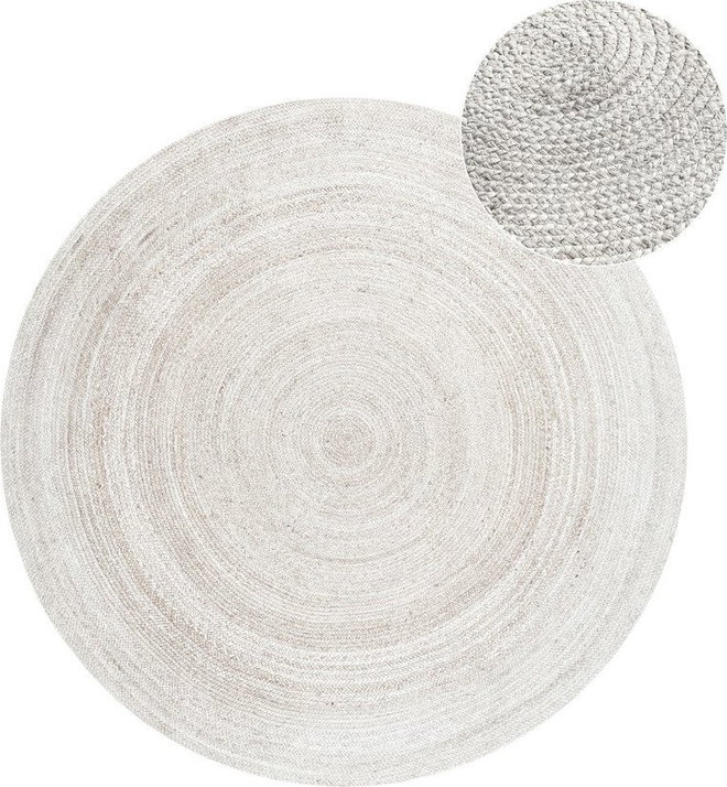 Bílý oboustranný/ručně tkaný jutový kulatý koberec ø 140 cm Braided – Hanse Home