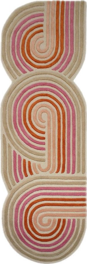 Růžový ručně tkaný vlněný běhoun 80x300 cm Spiral Shaped – Flair Rugs