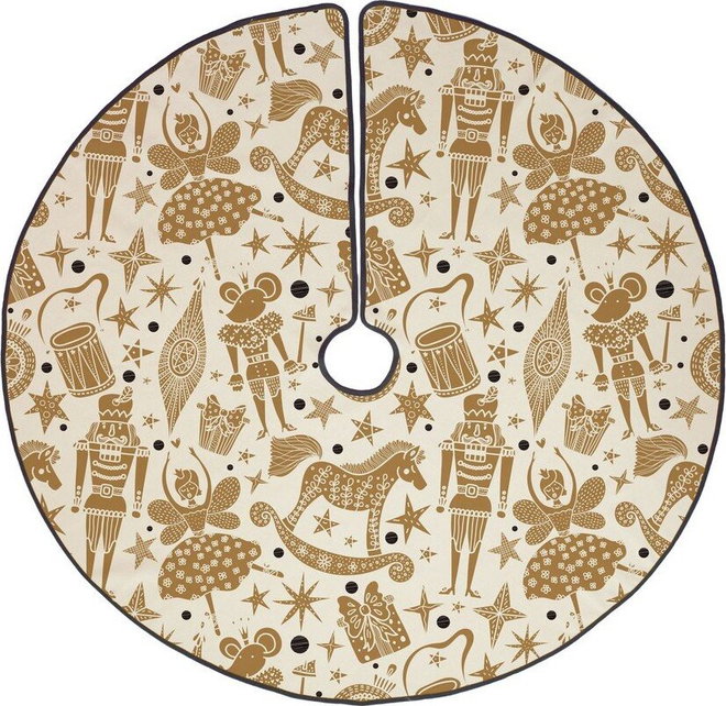 Bavlněný koberec pod vánoční stromeček Butter Kings Golden Nut Cracker, ø 130 cm