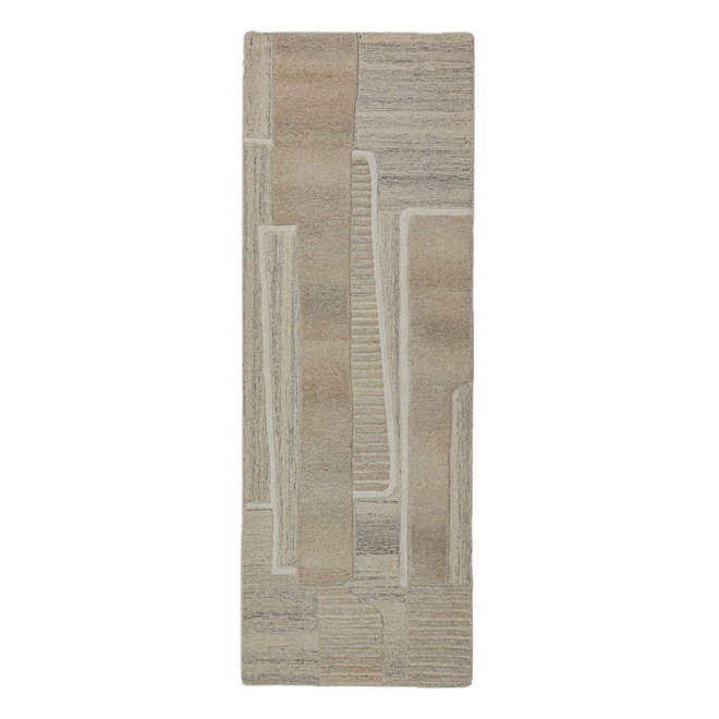 Šedobéžový ručně tkaný vlněný běhoun 80x300 cm Lira – Flair Rugs