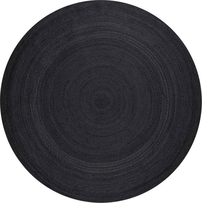 Černý oboustranný/ručně tkaný jutový kulatý koberec ø 100 cm Braided – Hanse Home