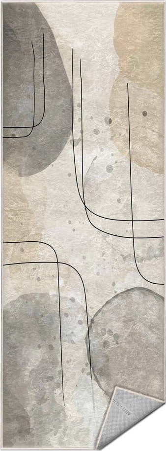 Šedo-krémový pratelný běhoun 80x200 cm Simple Lines – Mila Home