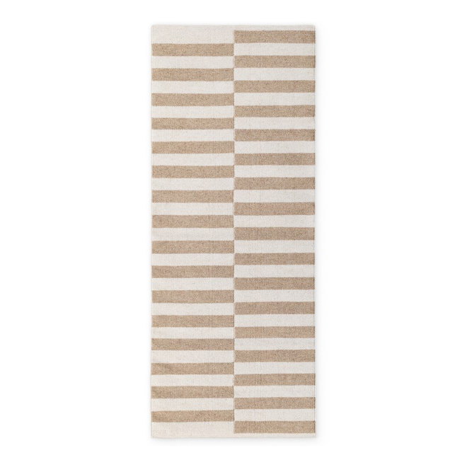 Bílý/světle hnědý oboustranný/ručně tkaný vlněný běhoun 80x200 cm Vika – Hanse Home