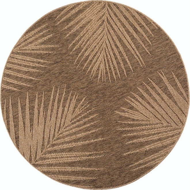 Hnědý kulatý vnitřní a venkovní koberec ø 80 cm Timber 1403 – Ayyildiz Carpets