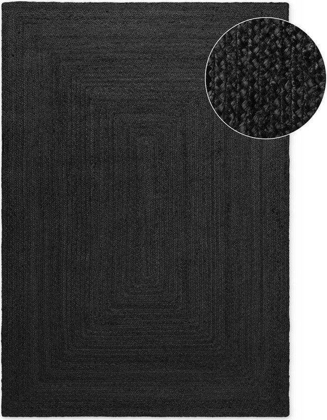 Černý oboustranný/ručně tkaný jutový koberec 160x230 cm Juno – Hanse Home