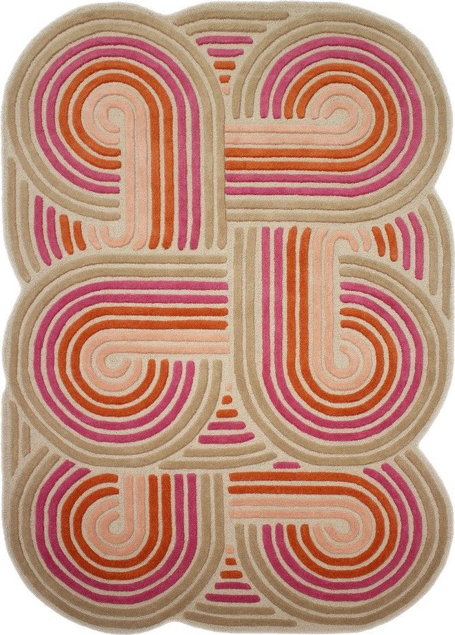 Růžový ručně tkaný vlněný koberec 160x230 cm Spiral Shaped – Flair Rugs