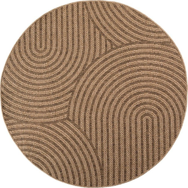 Hnědý kulatý vnitřní a venkovní koberec ø 160 cm Timber 1401 – Ayyildiz Carpets