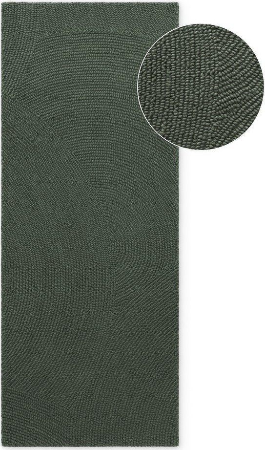Tmavě zelený ručně tkaný vlněný běhoun 80x200 cm Calmio – Hanse Home