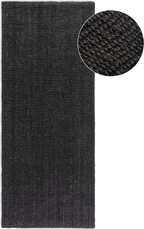 Černý jutový běhoun 80x200 cm Bouclé – Hanse Home