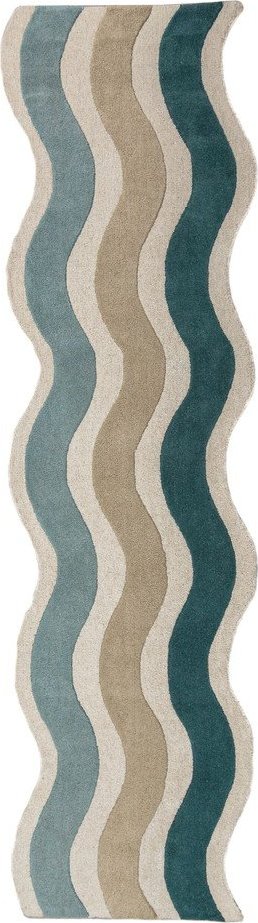 Modrý ručně tkaný vlněný běhoun 80x300 cm Cascade Wool – Flair Rugs